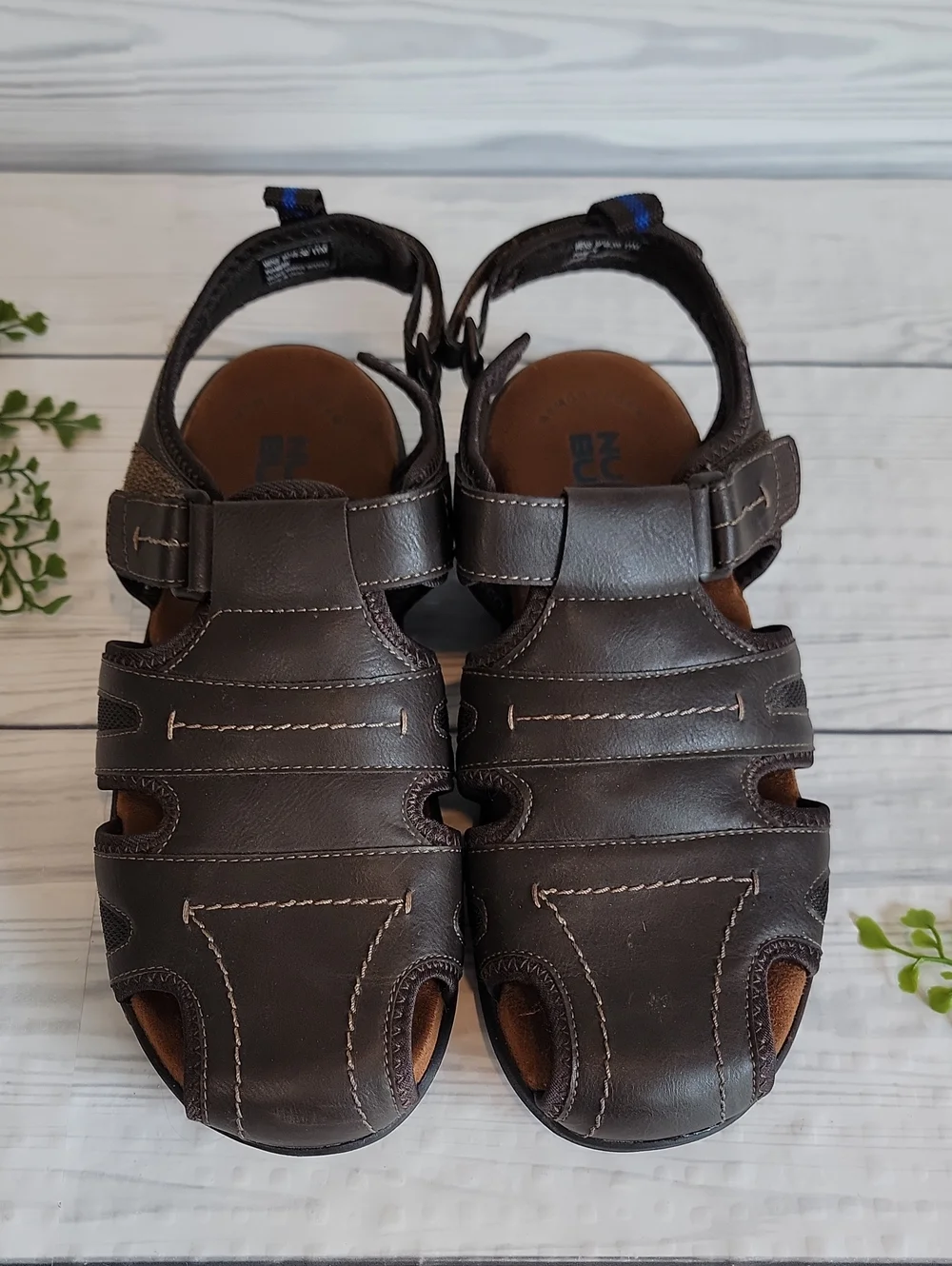 Nunn Bush Brown Faux Leather Fisherman Sandals - Mens Size 11